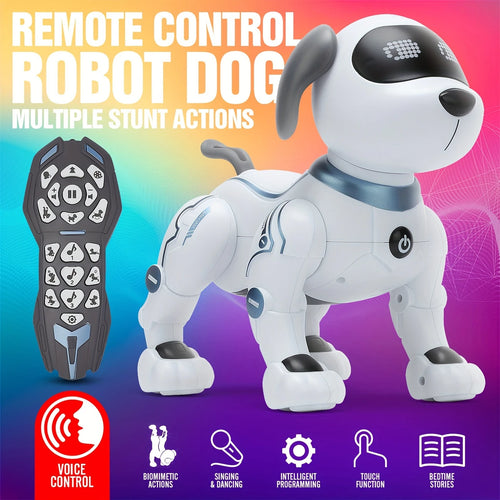 Interactive Joy] White RC Stunt Robot Dog